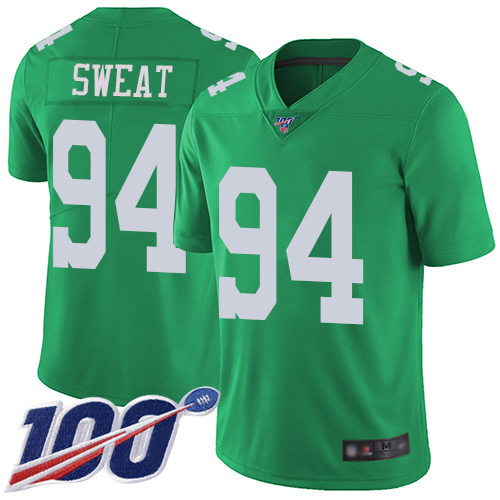 Men Philadelphia Eagles 94 Josh Sweat Limited Green Rush Vapor Untouchable NFL Jersey 100th Season Football